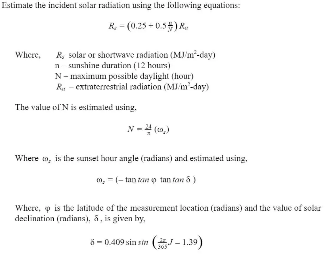 incident solar energy calculation - How do you calculate solar radiation incident