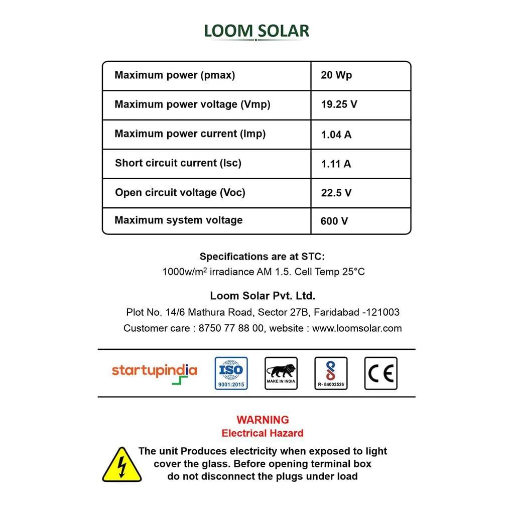 20 watt solar panel specifications - How much power does a 20-watt solar panel produce