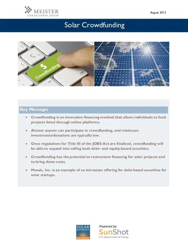 equity crowdfunding solar energy - Is it a good idea to do equity crowdfunding