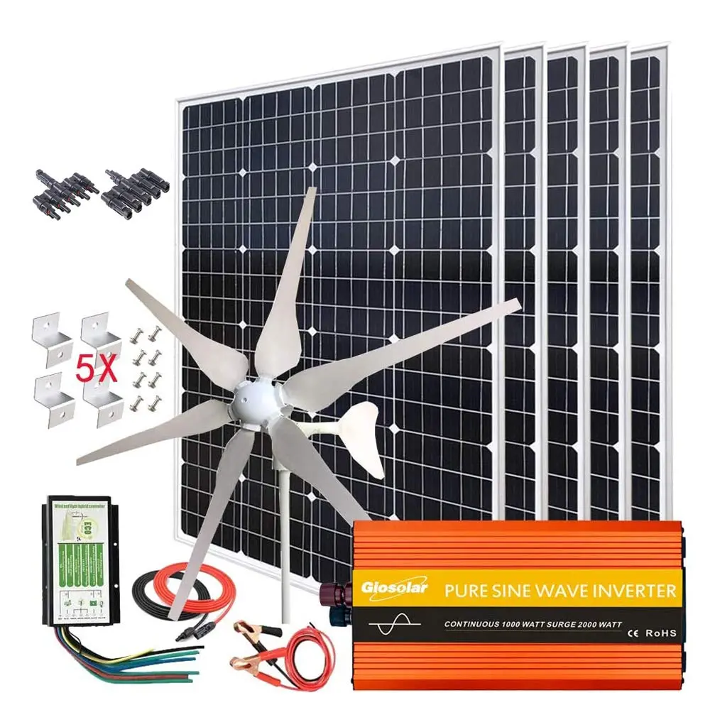 kit combinado aerogenerador y placa solar - Qué es un sistema hibrido eólico solar