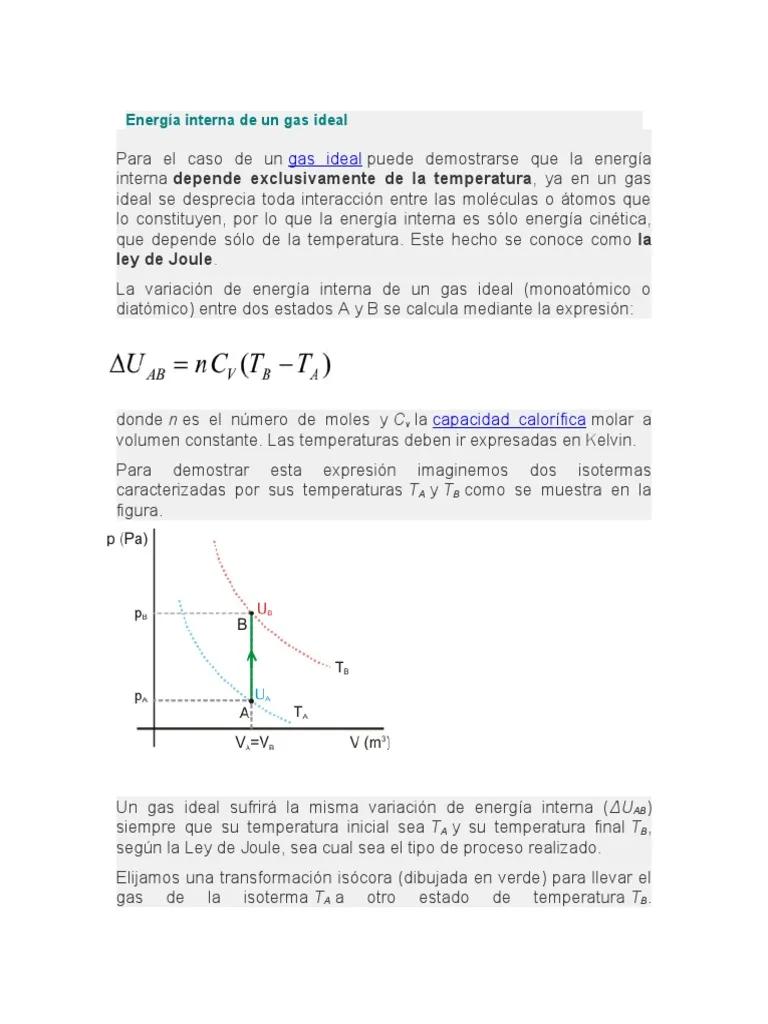 demostración de que la energia innterna solo depende de t - Qué factores depende la energía interna